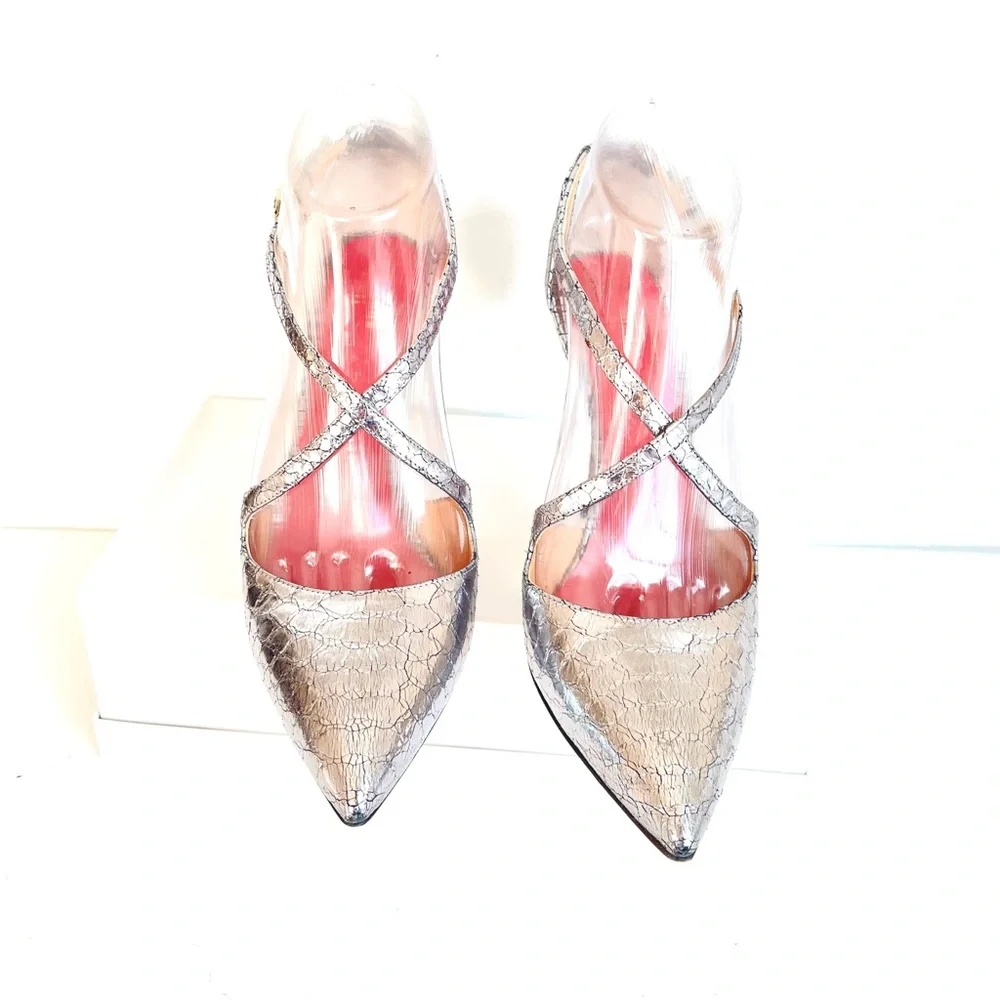 Kate Spade silver snakeskin heels 7.5